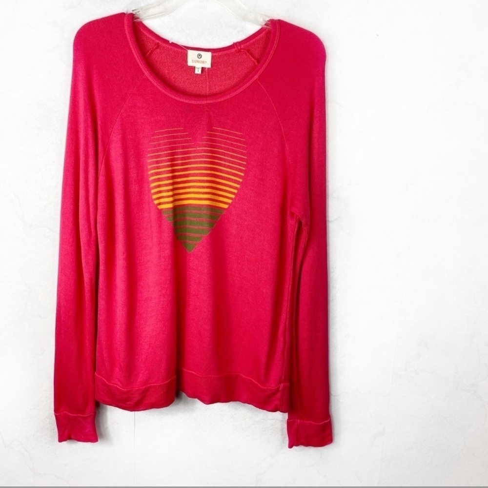 Anthropologie Pink Sweatshirt with Heart Graphic